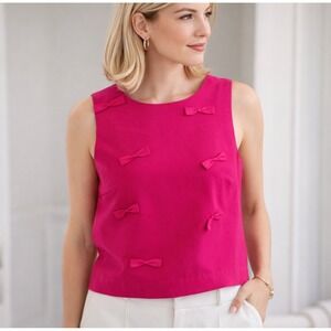 Kate Spade Hot Pink Bow Detail Sleeveless Business Casual Top X-Large NEW